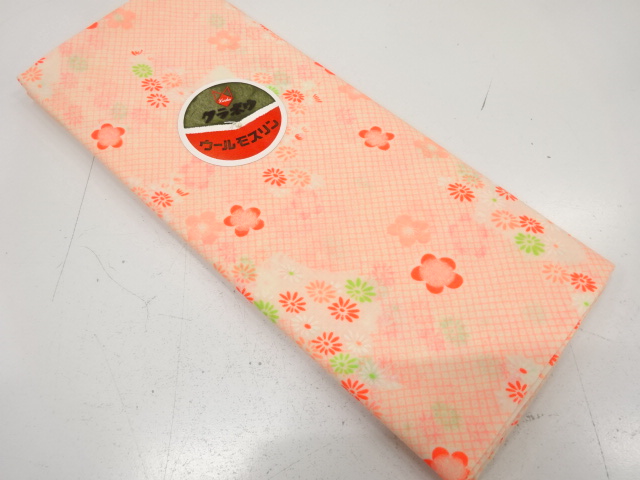 アンティーク　疋田に梅・菊模様　長襦袢地反物